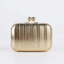 Gold Pleated Sequins Evening Bag Metal Color Bling Clutch for Wedding/banquet Handbags Female Shoulder Bag Luxury Designer Purse