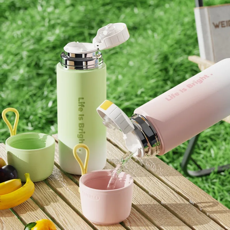 Gradient Stainless Steel Insulated Water Bottle 316 Travel Mug with Handle Portable Sports Cup Halloween Christmas Holiday Gift