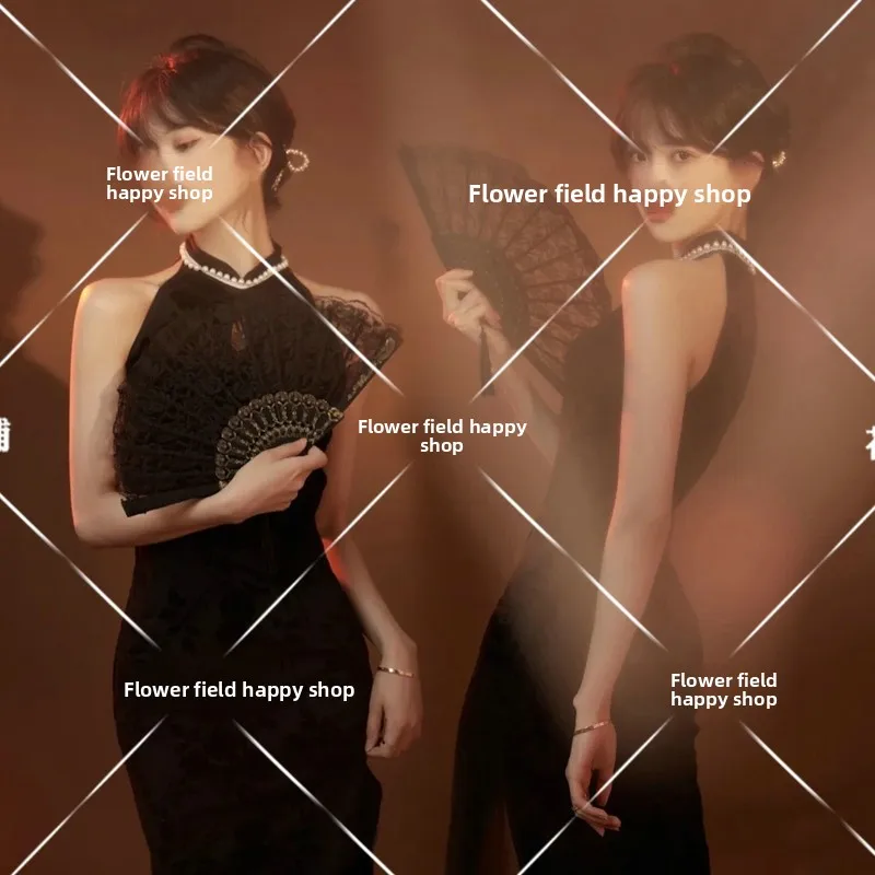 

Retro Slim Fit Shanghai Style Lace Military Governor's Wife Photography Studio Traditional Chinese Costume Women's ...