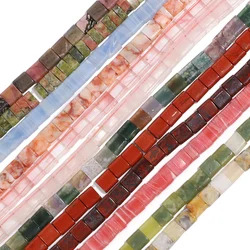 Natural Two Hole Stone Beads Red Stone Indian Agate Square Spacer Beads For Bohemia Bracelet Necklace  Crafts Accessories