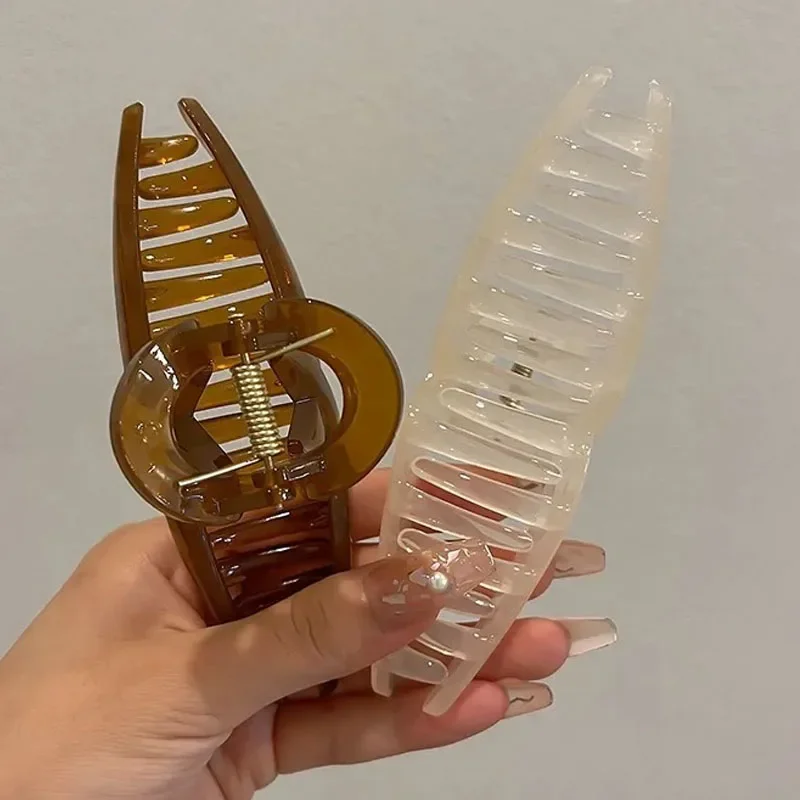 Pinza de agarre para el pelo para mujer, accesorio para la cabeza de tiburón cruzado de gelatina grande, horquilla de Color Morandi de Corea, placa