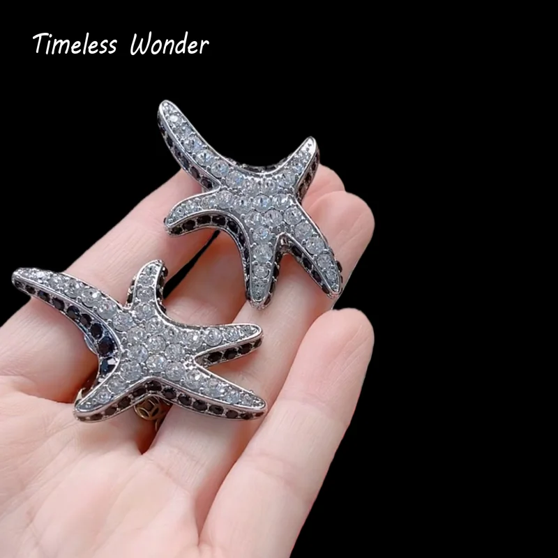 

Timeless Wonder Fancy Zircon Starfish Button Earrings for Women Designer Jewelry Runway Luxury Gift Vintage Top Trendy 5133