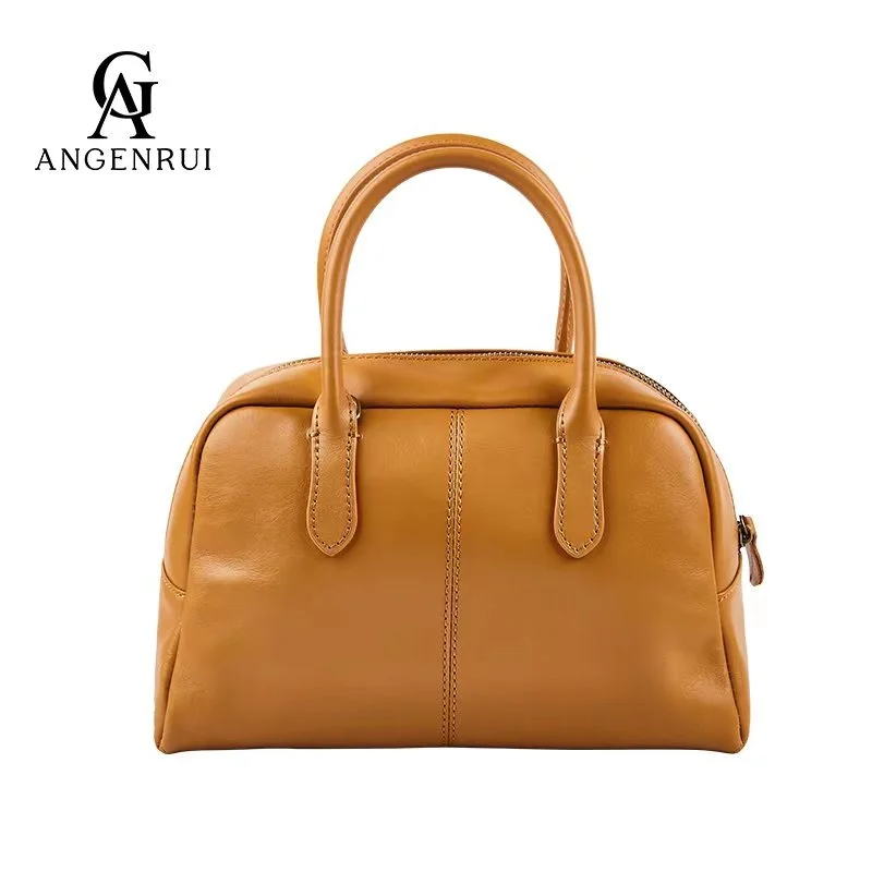 

Women's Shoulder Bag Fashion First Layer Leather Bowling Luxury Messenger