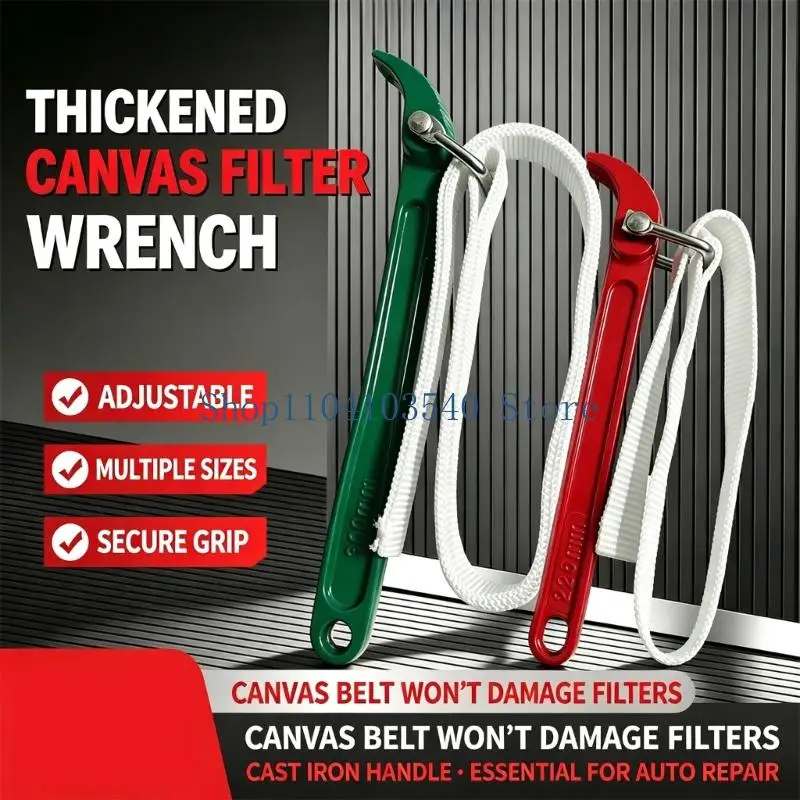 02DC Canvas Strap Oil Filter Wrenches with Pivoting Attachment and Cast Iron Handle for Removal and Installation Work