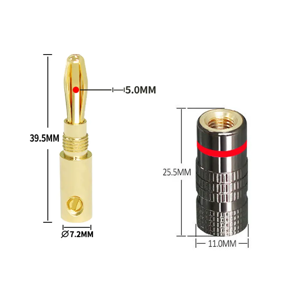 4 قطعة لتقوم بها بنفسك المتكلم الموز التوصيل موصلات 4 مللي متر مطلية بالذهب النحاس OFC GD Hifi أمبير المتكلم محول محطة موصلات الموز المقابس