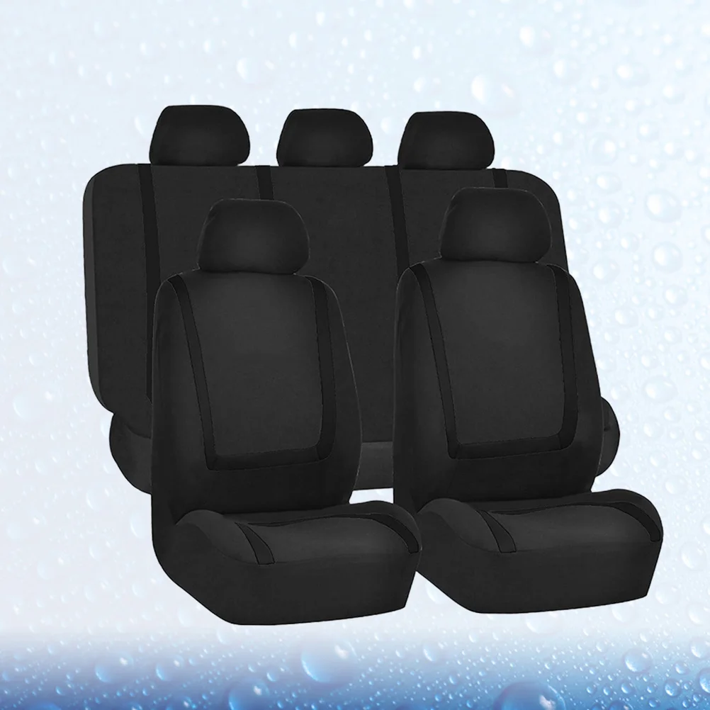 

9 pcs Car Seat Cover Universal Fit Thick Wear-Resistant Protector For Suv Trucks Auto Interior Accessory Black