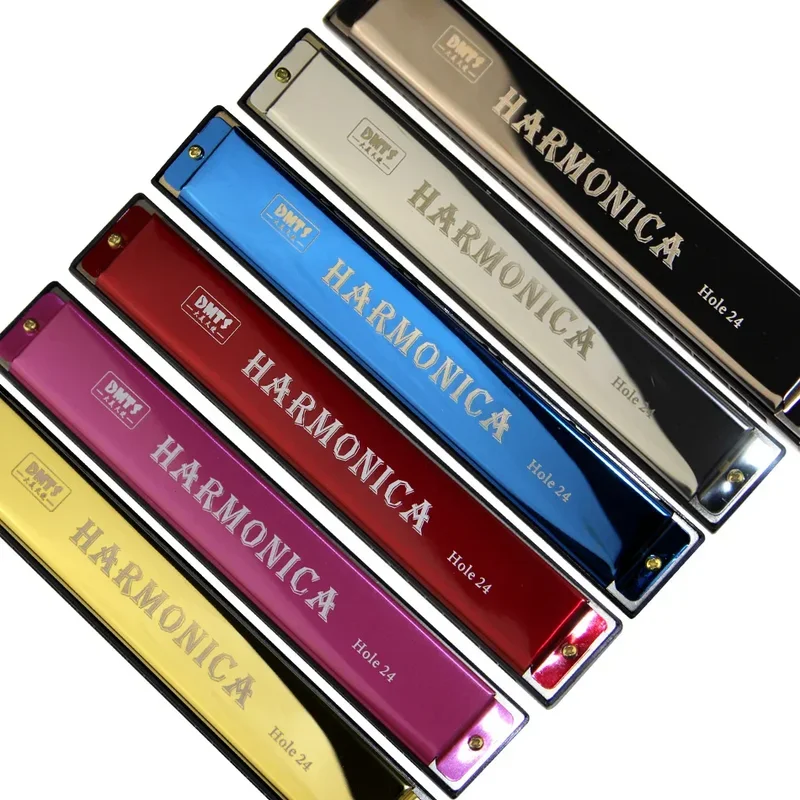 1pcs New 2022 Upgraded Version 24 Holes Octave-tuned Harmonica,metal Harmonica  Key of C with Case 4 Colors Instrumento Musical