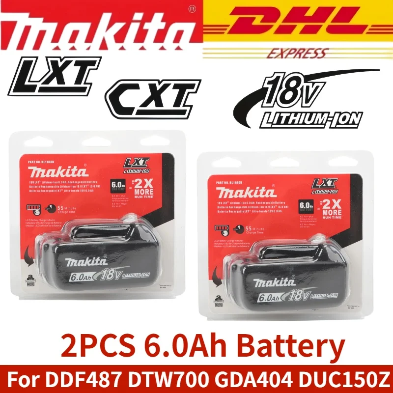 

100% originalMakita 18V 6.0Ah rechargeable lithium-ion batterycan replace BL1830B BL1850B✅BL1860B LXT400 with charger