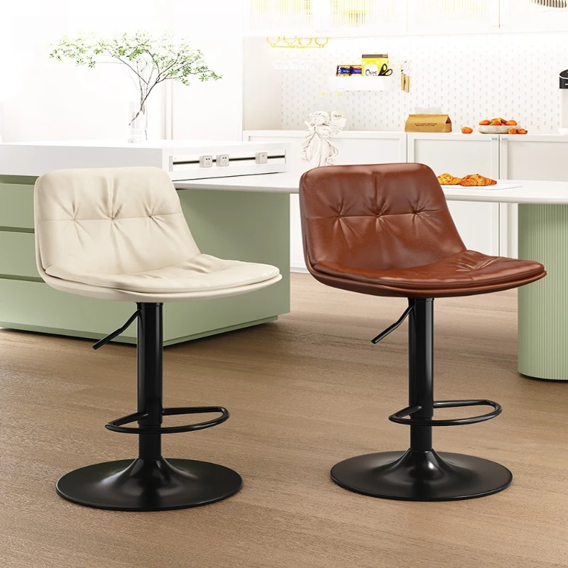 Leather bar chairs, light luxury, European high stools, modern simple lifting swivel bar chairs, home island chairs