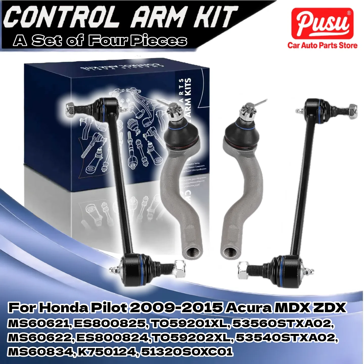 

4PCS Front Sway Bar Link & Tie Rod End Kit for Honda Pilot Acura MDX ZDX 3.5L 3.7L K750124, 51320S0XC01