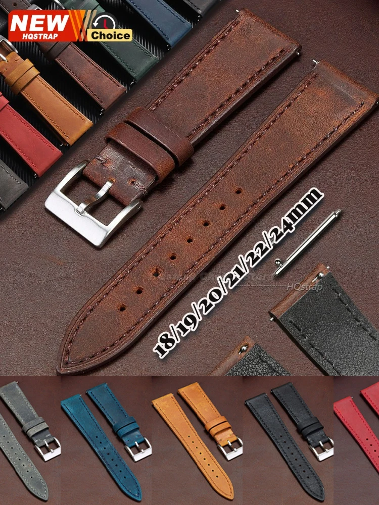 18/19/20/21/22/24mm Vintage Strap Quick Release Rindsleder Armband Smart Uhr Armband armband Leder Uhrenarmbänder für Männer Frauen