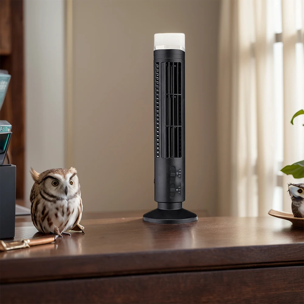 LED Tower Fan Mini Vertical Conditioner 2 Gear Speed No Leaf  Portable Electric Floor Fan for Living Room Bedroom