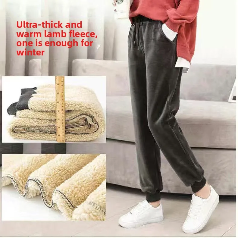 Thiened Floing Velvet Sport Pants Women's Autumn Winter Warm BF Sle Harlan Loose Casual Sweatpants Long Trousers