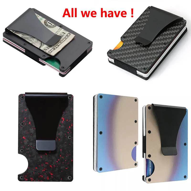 

RFID Clip Metal Wallet Blocking Aluminum Minimalist Credit Card Holder Money Wallets 2024 All Color Slim Business Bank Id Case