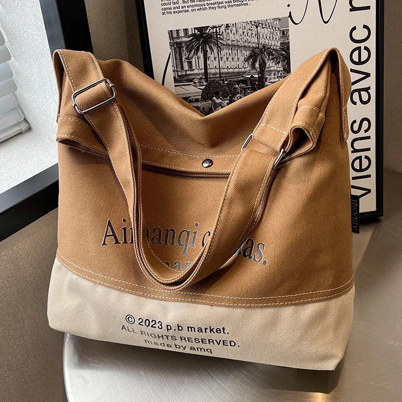 

Letter Large Capacity Canvas Bag 2023 New Shoulder Letter Crossbody Commuter Tote Bag Bolsa Feminina