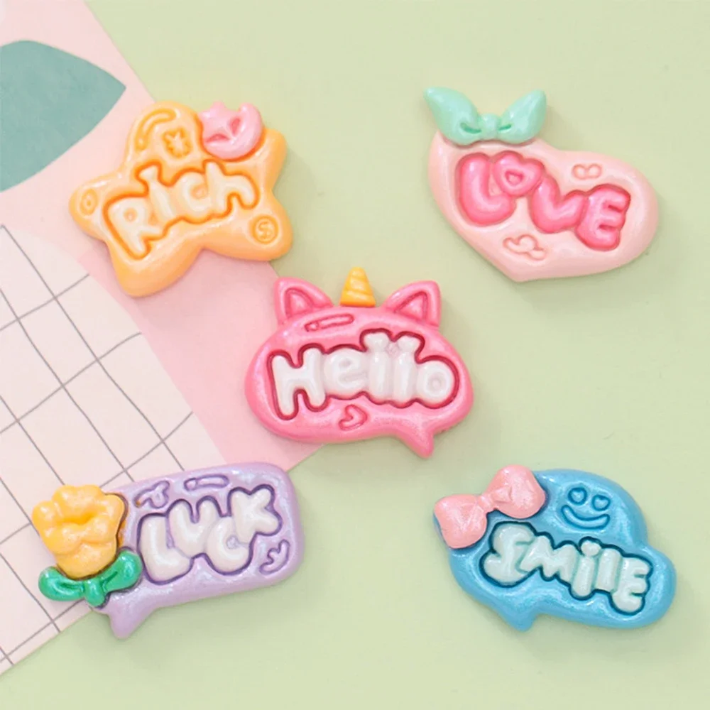 10 Stück niedlichen englischen Zeichen Serie Harz Flat Back Cabochons für Haarnadel Scrap booking DIY Schmuck Handwerk Dekoration Zubehör