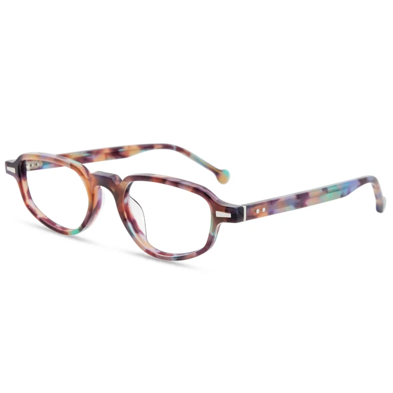 Fashionable handmade polygonal small frame acetate eyeglass frame artistic retro color matching can be matched with myopia glass