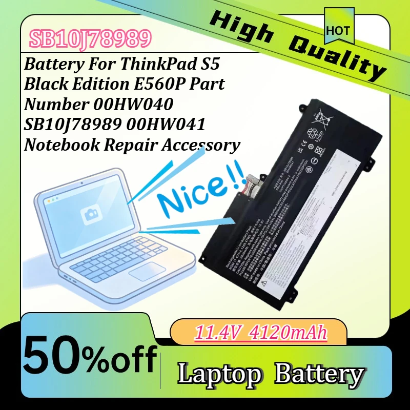 Laptop Li-ion Spare Battery For ThinkPad S5 Black Edition E560P Part Number 00HW040 SB10J78989 00HW041 Notebook Repair Accessory