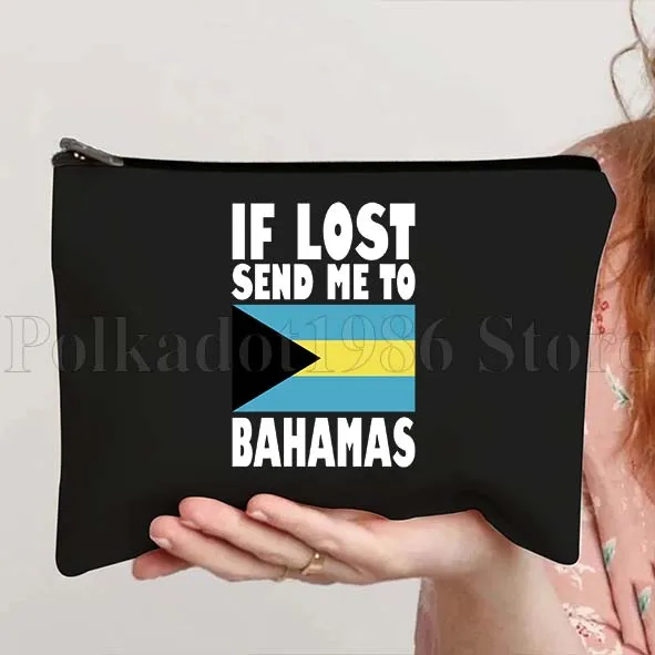 Bahamas Landkarte Flagge Nassau Canvas Lippenstift Kosmetiktasche Reise Make-up Taschen Etui Tasche Schule Lehrer Hochzeit Geburtstagsgeschenk