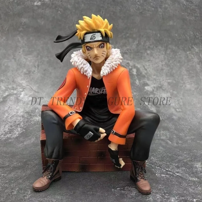 

25cm Anime NARUTO Fashion Brand Uzumaki Naruto Gangdom Sitting Position Action Figure PVC Collection Model Ornament Toy For Gift