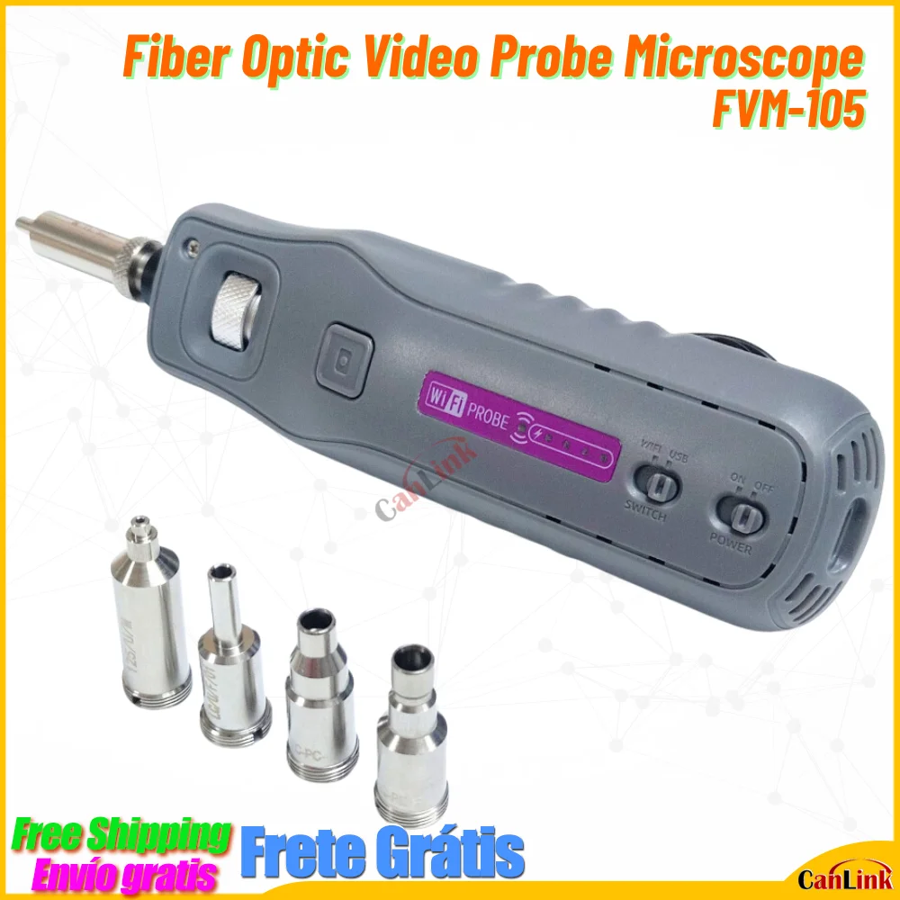 

Fiber Optic Endface Inspection Wireless Microscope FVM-105A Portable Wifi Probe With Auto Analyze 200X Magnification WIFI