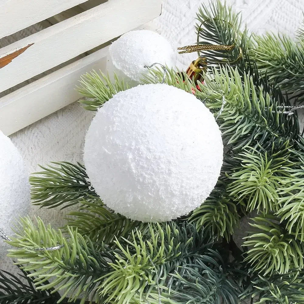 Christmas Snowballs White Foam Christmas Balls Ornaments for DIY Xmas Tree Hanging Pendant Ball New Year Party Home Decoration