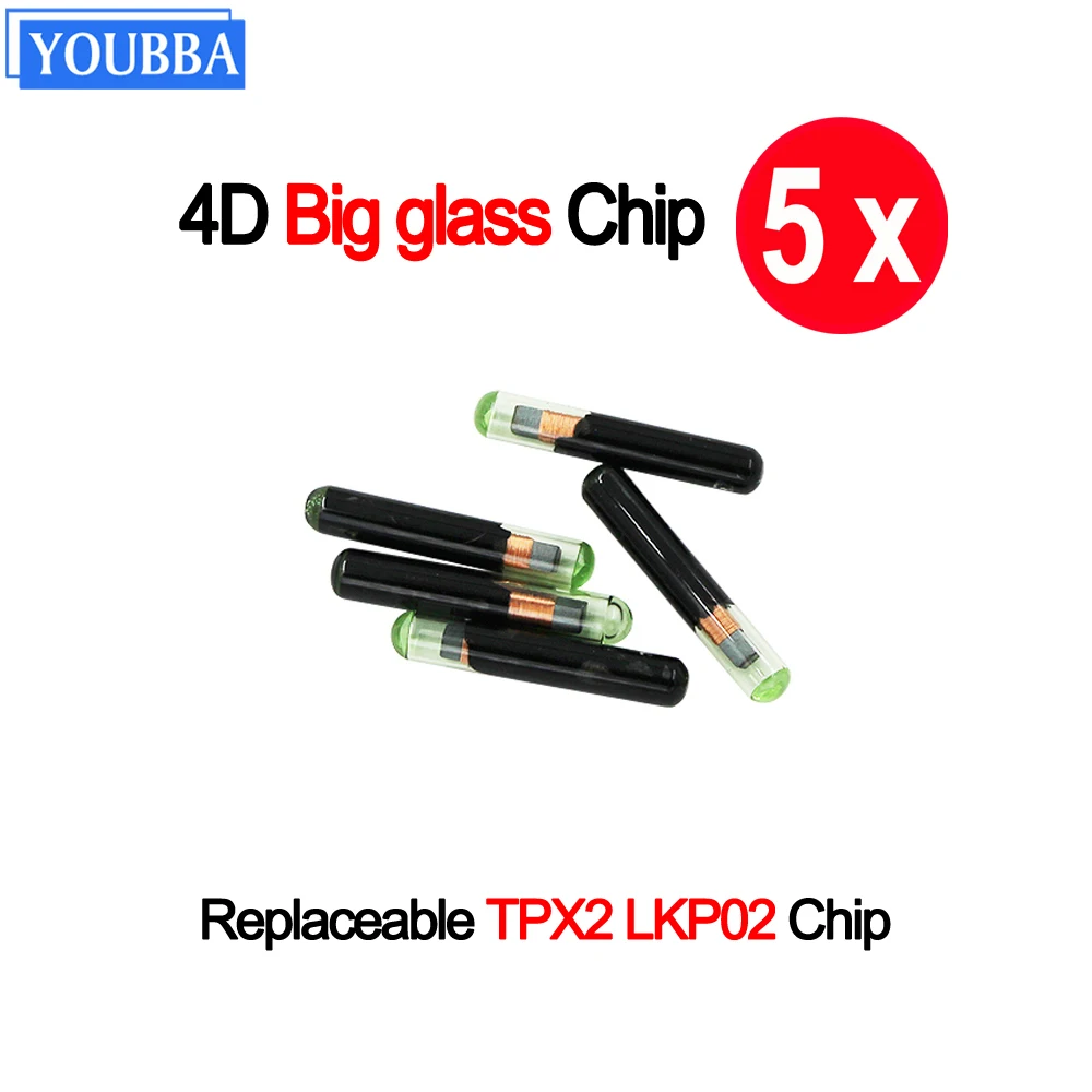 YOUBBA 5PCS/PCS Copy 4D Big Glass Chip Replaceable TPX2 LKP02 Chip Support KYDZ TANGO VVDI JMA Machine（Reusable）