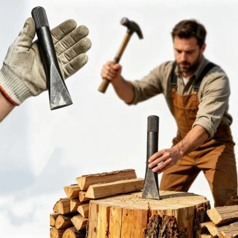 All-Steel Forged Log Splitting Wedge Solid Steel Heavy-Duty Firewood Splitter Ergonomic Forged Steel Manual Log Splitter