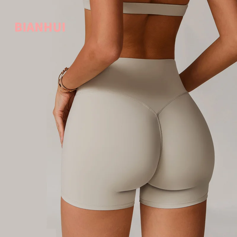 

BIANHUI High-Waist Hip-Lifting Yoga Shorts Nude Feel Tight-Fit Women's Cycling Shorts Slimming Fitness Running Woman Clothing
