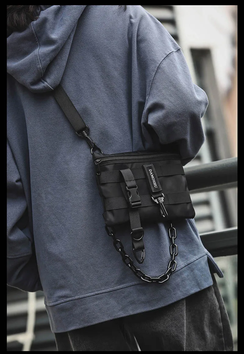 Funktionale Taktische Brusttasche für Unisex, Modische Hip-Hop-Weste, Streetwear-Tasche, Hüfttasche für Damen, Schwarze Wild-Brusttasche – Detail 18