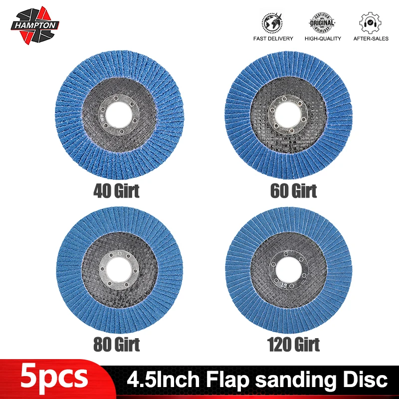 

HAMPTON 5/10pc Flap Discs 115mm Angle Grinder Sanding Discs 40/60/80/120 Grit Professional Flap Wheels For Removal Abrasive Tool