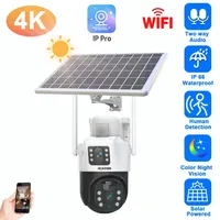 4K 8MP Auto Tracking CCTV WiFi PTZ IP Camera Solar Powered Outdoor Dual Lens Wireless Security Surveillance Camera Two Way Audio