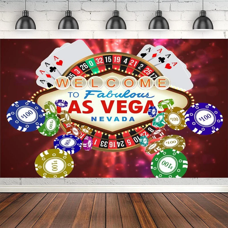 Las Vegas Casino Photography Backdrop Poker Chip Turntable For Party Photo Background Decoration Banner Poster Props