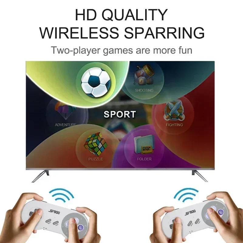 

SF900 5000 Games TV Game Console High Definition Wireless 16 Bit Double 2.4GHDMI Nostalgic Retro Handheld Games Console Players