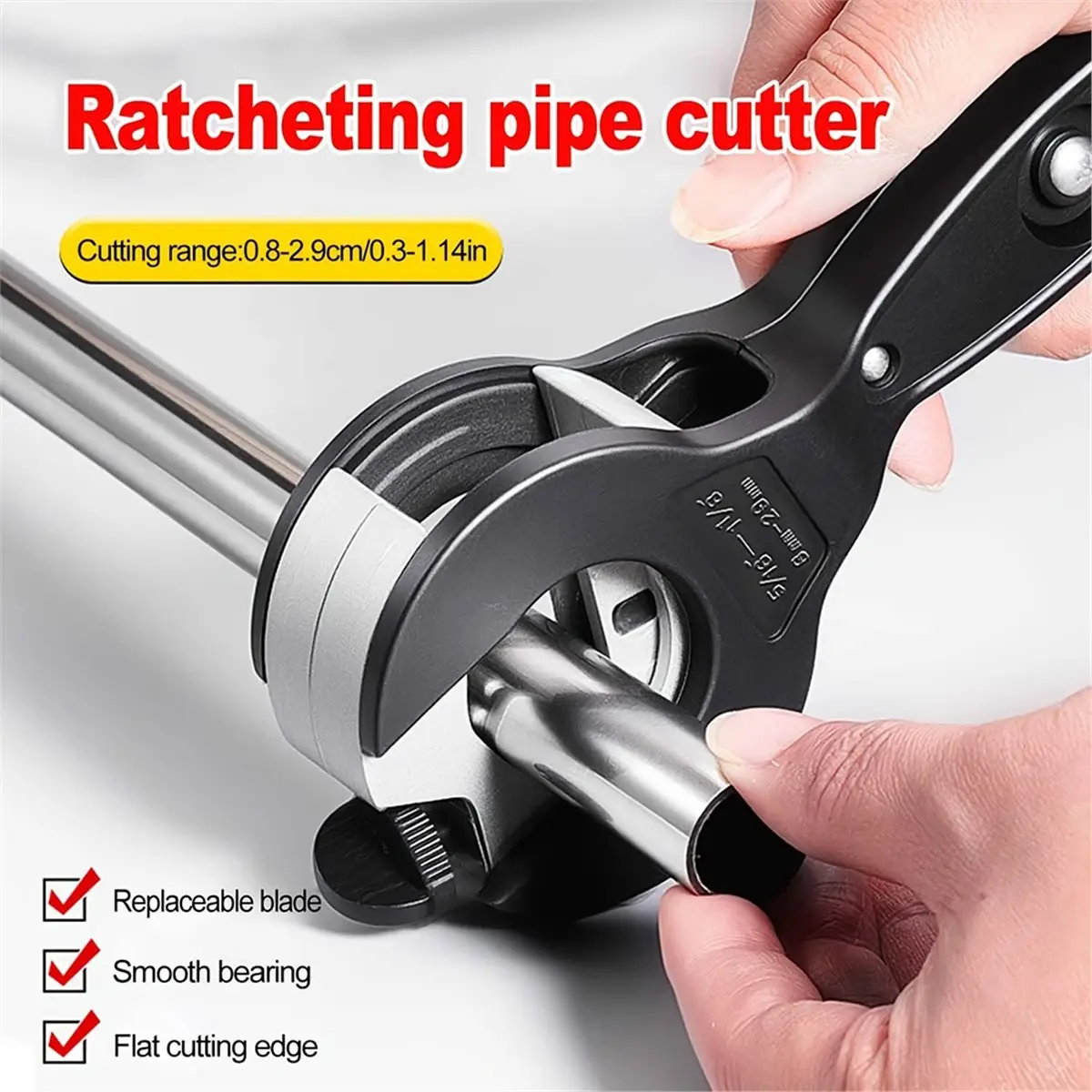 PROMOTION~ Ratchet Tube Cutter - Versatile Hand Tool for Copper, Aluminum, Iron, Stainless Steel, PPR & PE Pipes
