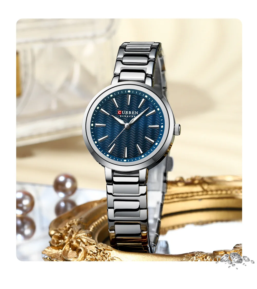 CURREN Elegante Schlichtheit Quarz-Zifferblatt-Uhr für Damen Schlankes Luxus-Zifferblatt mit Leuchtzeigern Armbanduhr für Damen – Detail 15