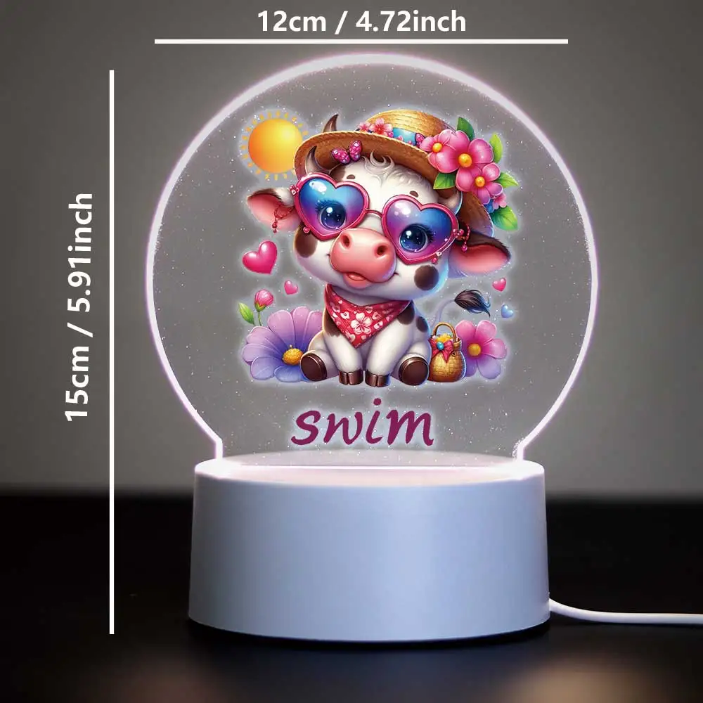 1 pc วัวที่มีเสน่ห์ UV พิมพ์ส่วนบุคคลชื่อ 3D Visual Night Light 3d Illusion Night โคมไฟเด็กตกแต่งห้องของขวัญวันเกิด