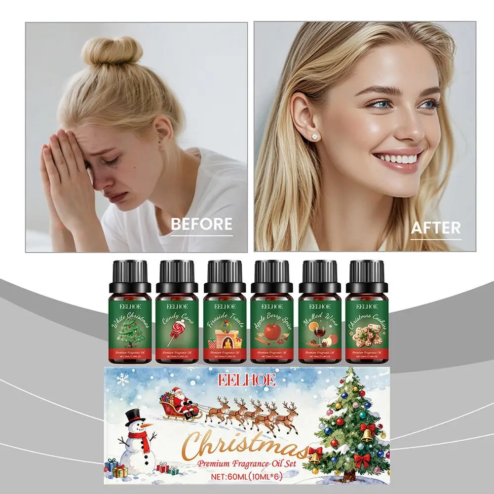 10 مللي * 6 قطعة عيد الميلاد الزيوت الأساسية طقم هدايا عطري الروائح ل رائحة الناشرون احتفالية المنزل العطر عدة هدايا حفلة عيد الميلاد