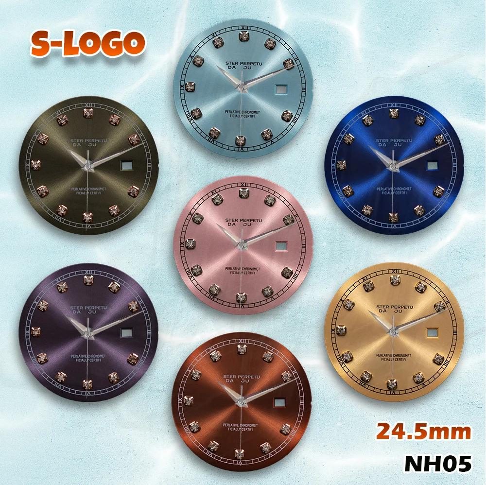 Relojes para mujer con logotipo S, 24,5mm, NH05, esfera de diamante con rayos solares y números romanos, esfera de perlas, sin accesorios luminosos de modificación de reloj