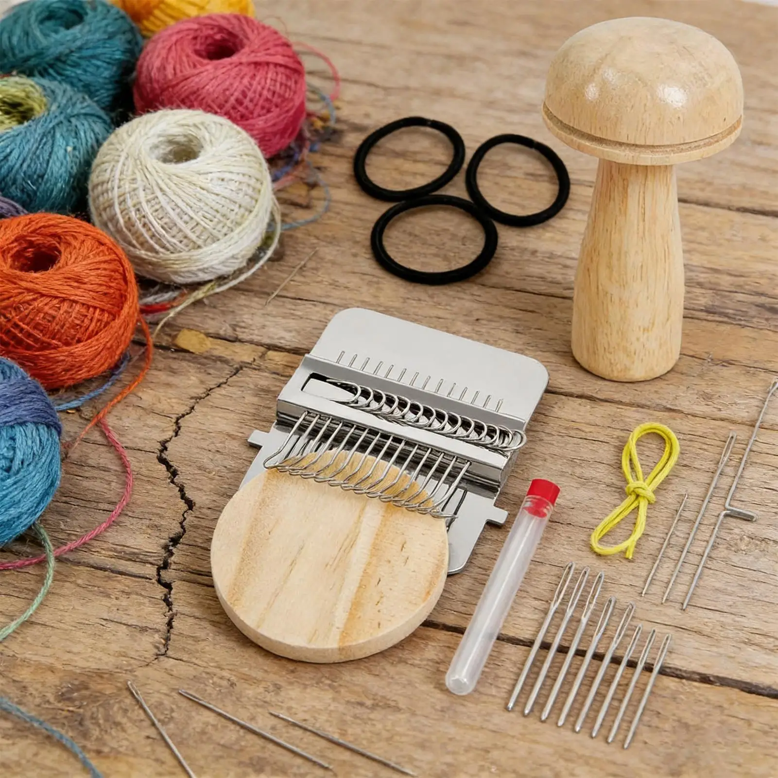 Wood Mushroom Darning Kit DIY Craft Mushroom-Shaped Darning And Mending Kit For Sewing Repair Craft Clothes Socks