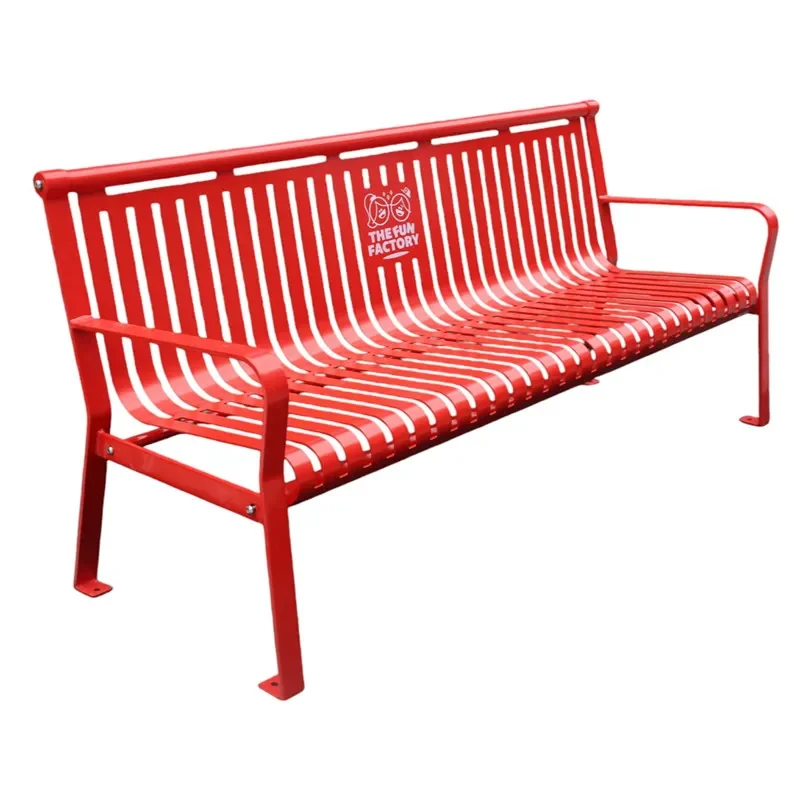 custom outdoor furniture slatted steel bench seating outside park street metal bench seat public garden patio iron bench chair