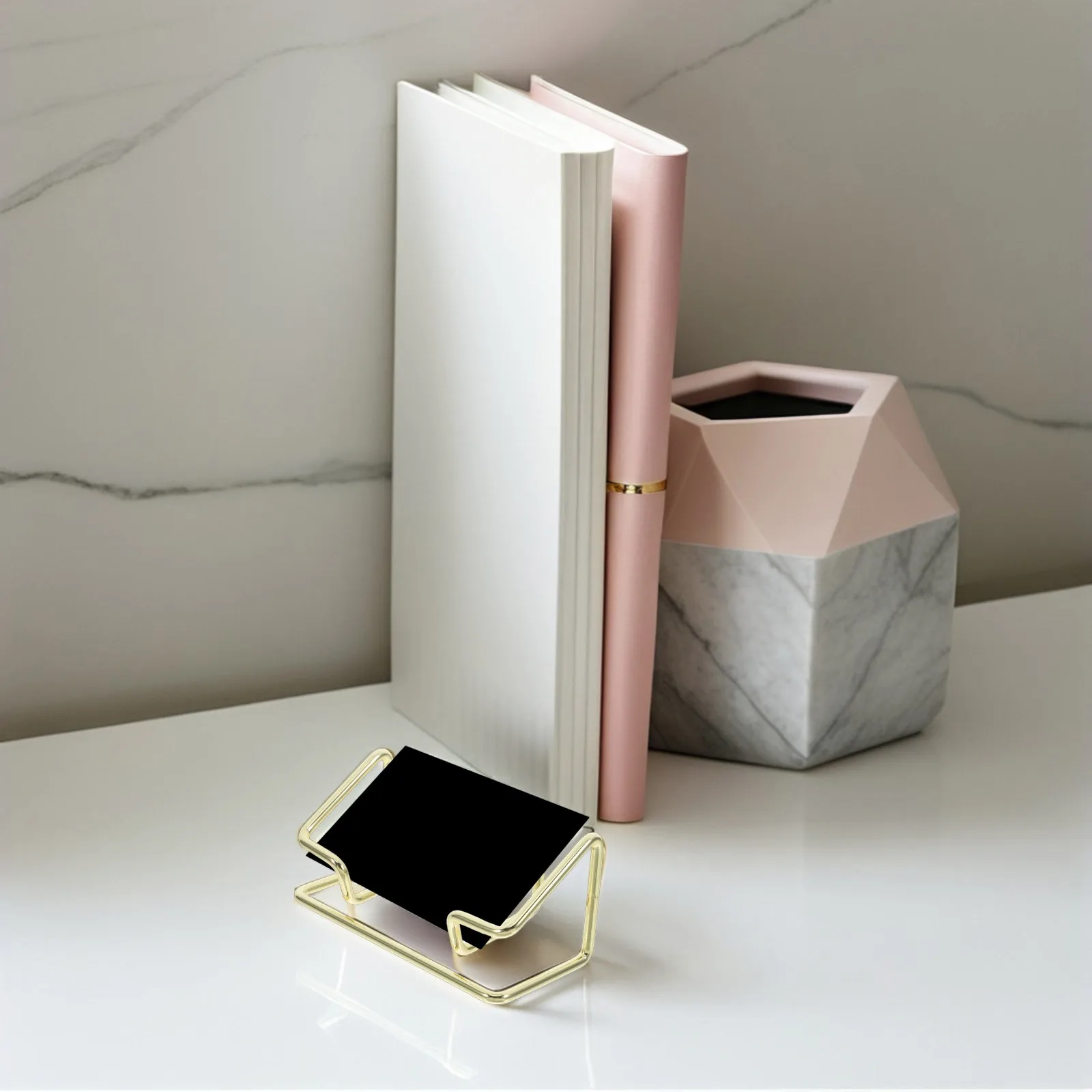 

2pcs Business Holder Rack Stylish Metal Office Storage Display Stand Organizer for Cards Metal Card Holder Stand Desk Accessory