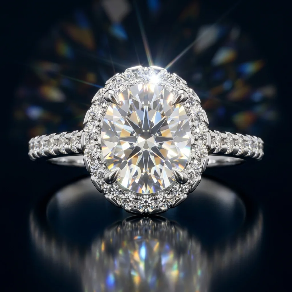 

Кольцо с овальным муассанитом, серебро 925 пробы, цвет D, чистота VVS1, оправа Halo, обручальное кольцо, роскошный ювелирный подарок, проходит проверку на алмазном тестере