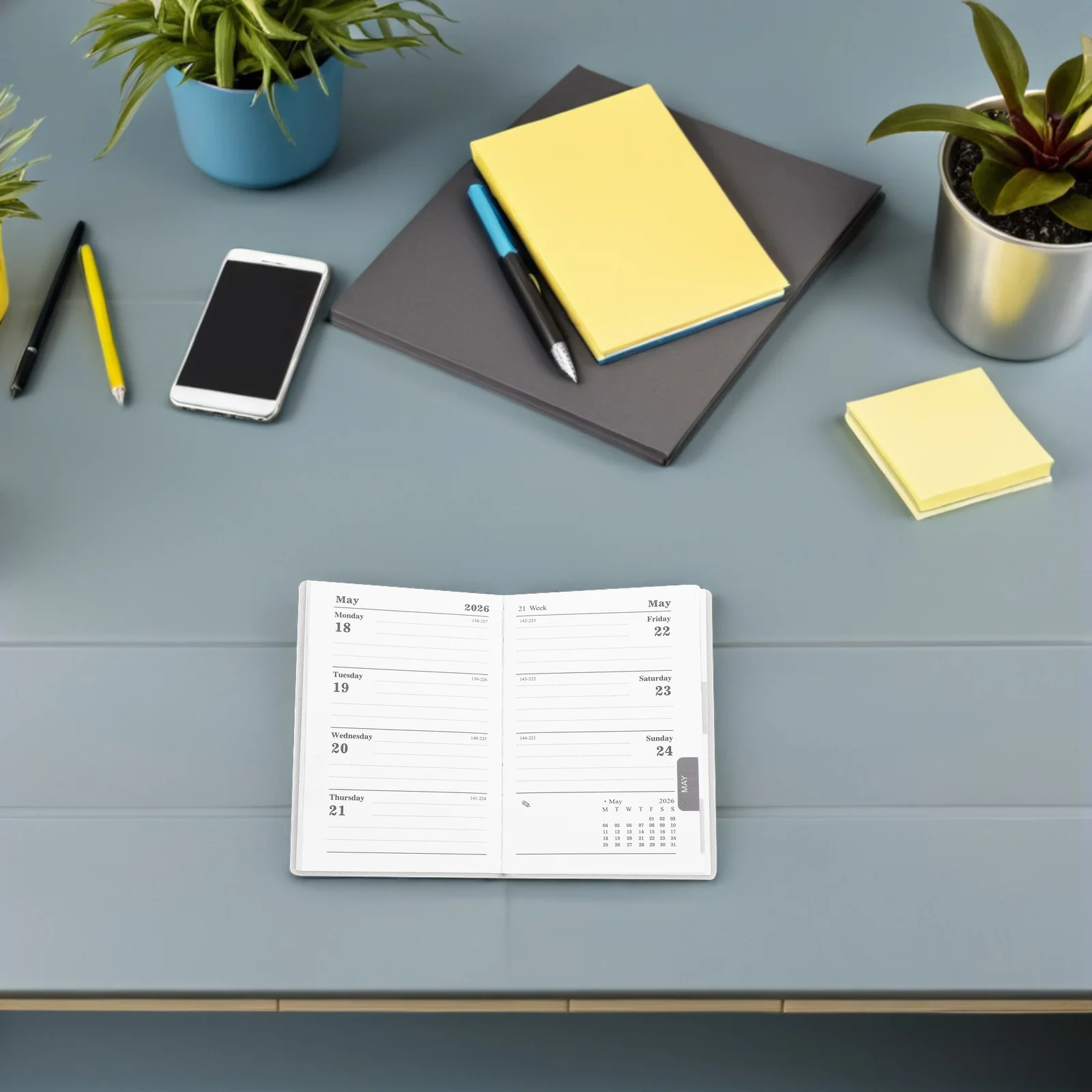 A7 2026 Mini agenda giornaliera Calendario tascabile compatto Cover in PU Agenda tascabile settimanale mensile per borsa portatile piccola mensile