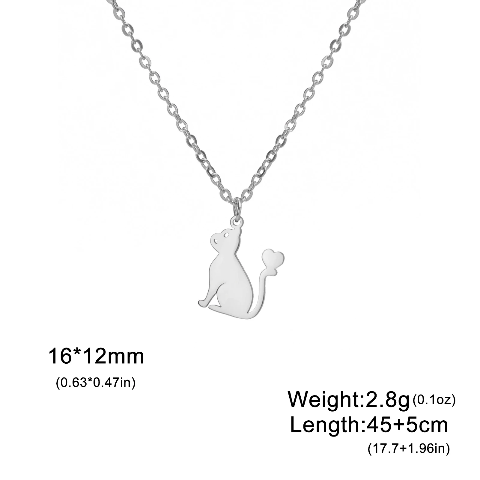 Sipuris Kitten Cat Necklace For Women Men Stainless Steel Kawaii Cute Cross Chain Cat Animal Pendant Jewelry Weddings Gifts