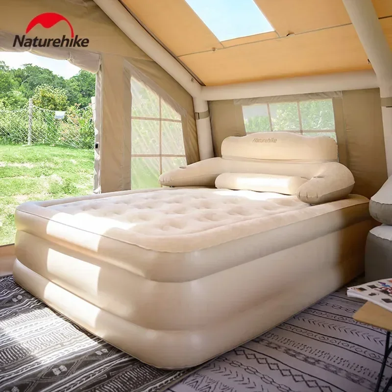 Imagem -05 - Cama de Casal Encosto Inflável Encosto Destacável Colchão de ar Totalmente Automático Acampamento ao ar Livre um Toque Novo