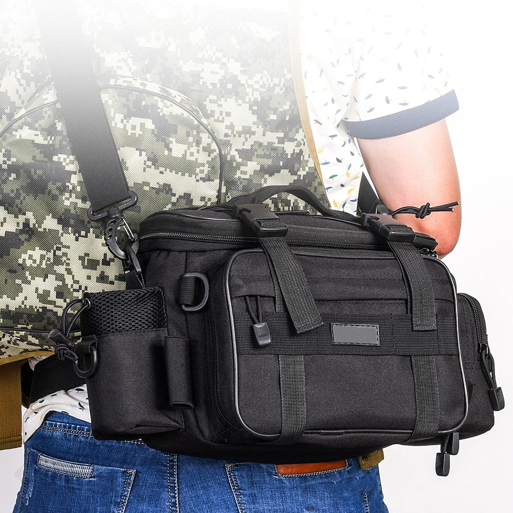 

Fishing Gear Bag Multi-Function Luya Package Outdoor Large Capacity Portable Photography Bag Black Waist Hip Cross-Body Bait