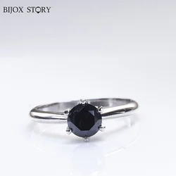 Shiny Moissanite Ring 925 Sterling Silver 1ct Black Color Blue Green Color Moissanite Ring For Charm Lady Fine Jewerly Gift