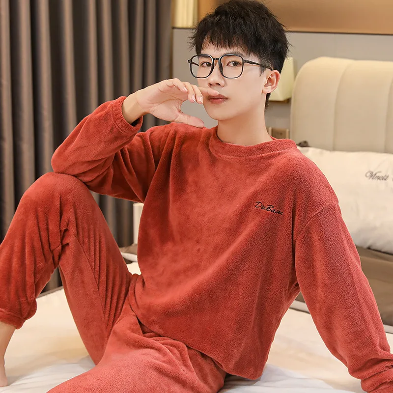 Autumn and Winter New Coral Velvet Pajamas Homewear Suit Men and Women Models Thickened and Padded Underwear Pajamas Homewear