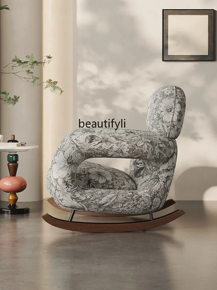 Italian rocking chair lounge chair living room sofa, single balcony home art lounge chair